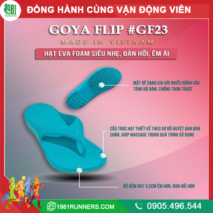 Dép thể thao cao cấp Goya Flip GF23 full màu